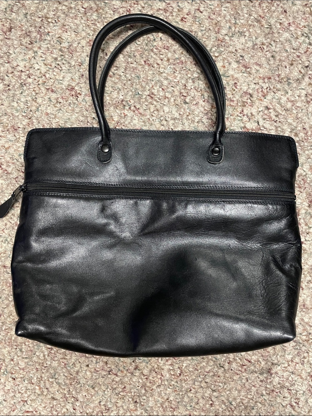 Vintage black Italian made leather top handle shoulder bag